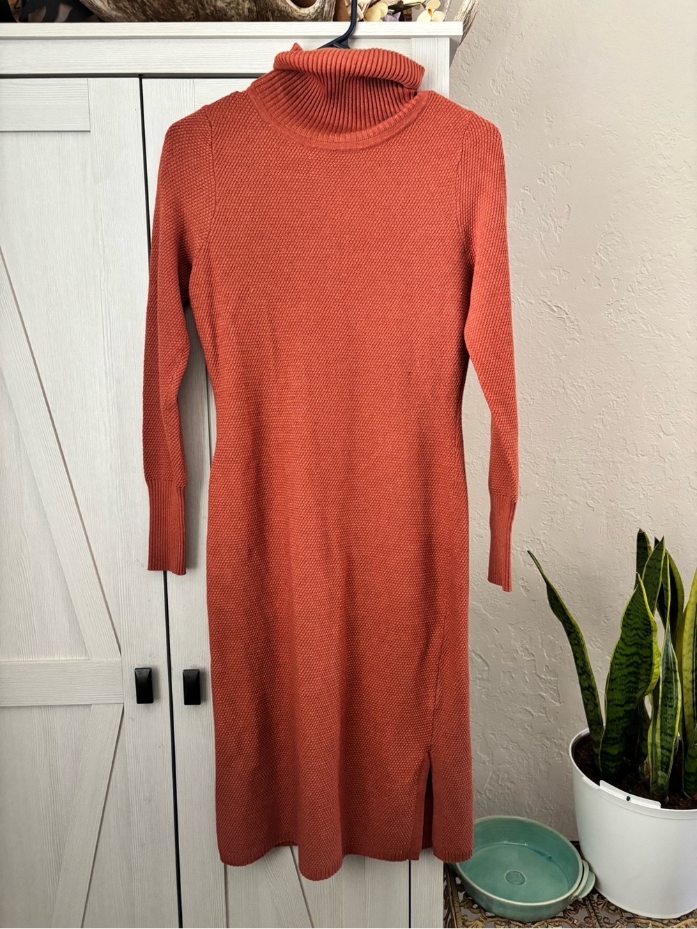 PRANA Figaro Sweater Dress midi Knit Stretch Burnt Orange size Sm